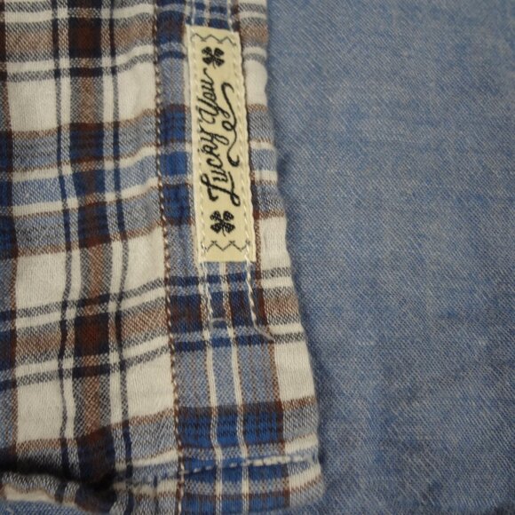 LUCKY BRAND BLUE PLAID WESTERN COWBOY STYLE BUTTON UP MENS XL SHIRT L193 - Picture 8 of 9